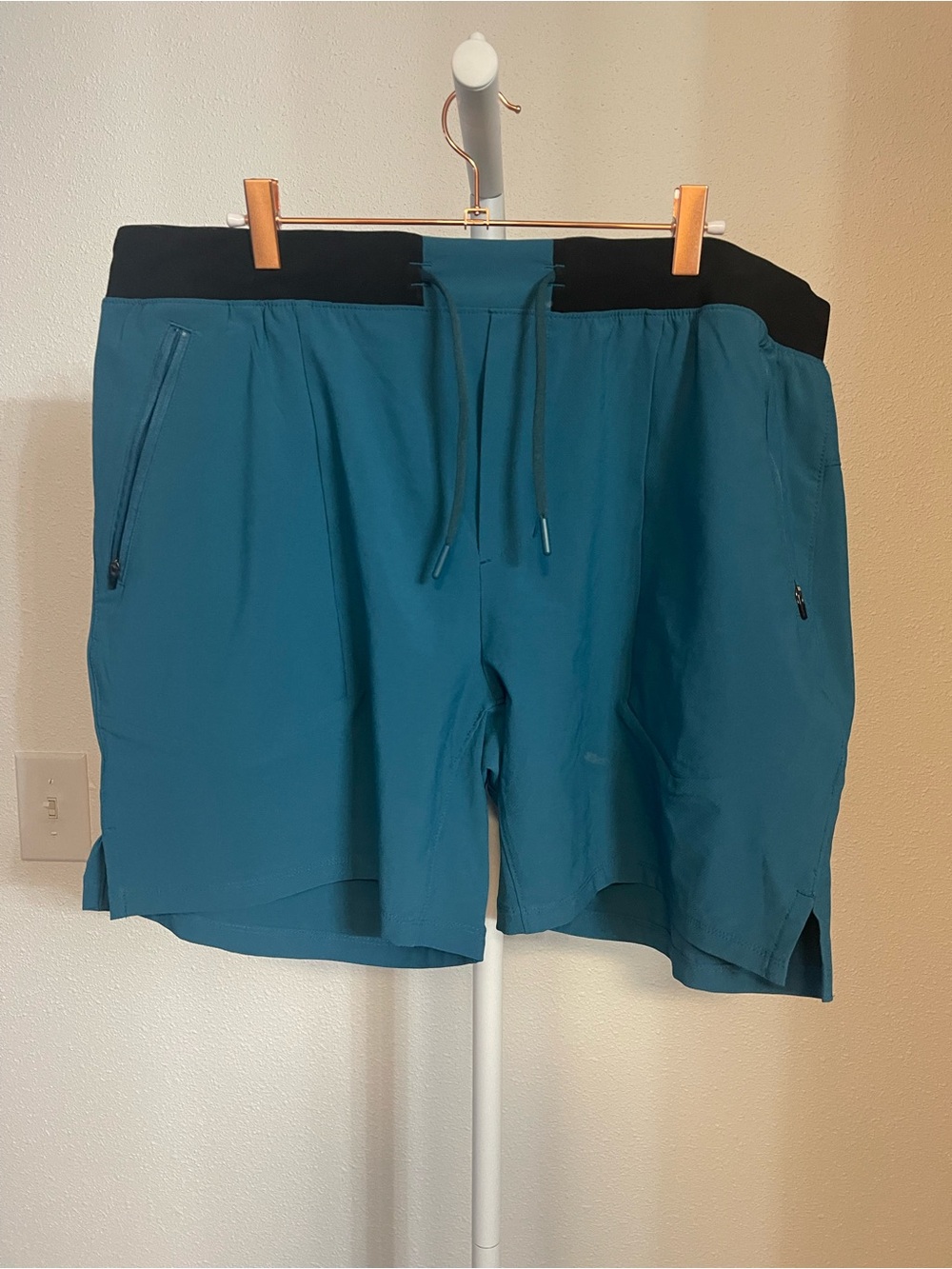 Ascend xl Men's Performance Drawstring Shorts - Teal with Black Waistband